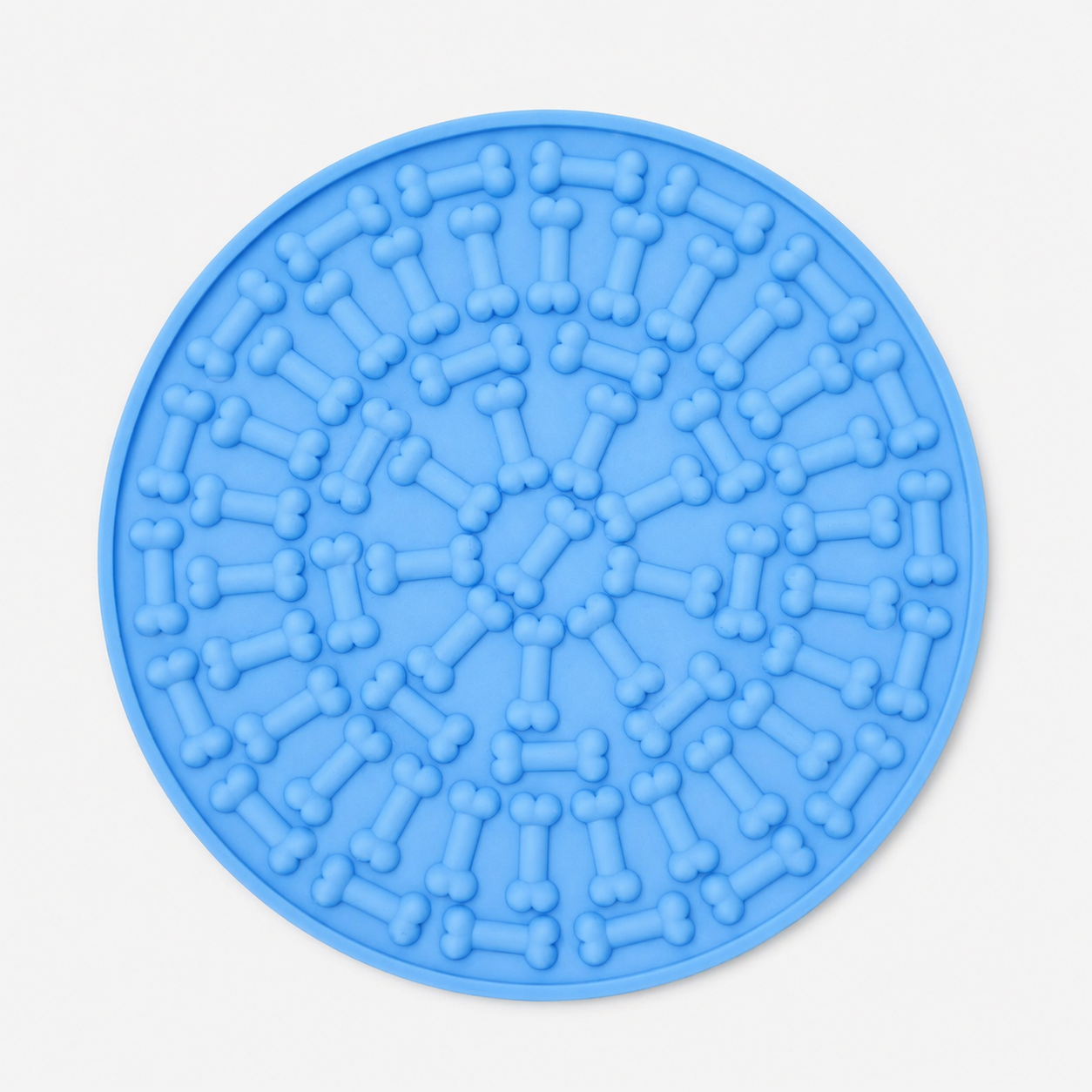 Tapete lambedor de silicone azul visto de cima