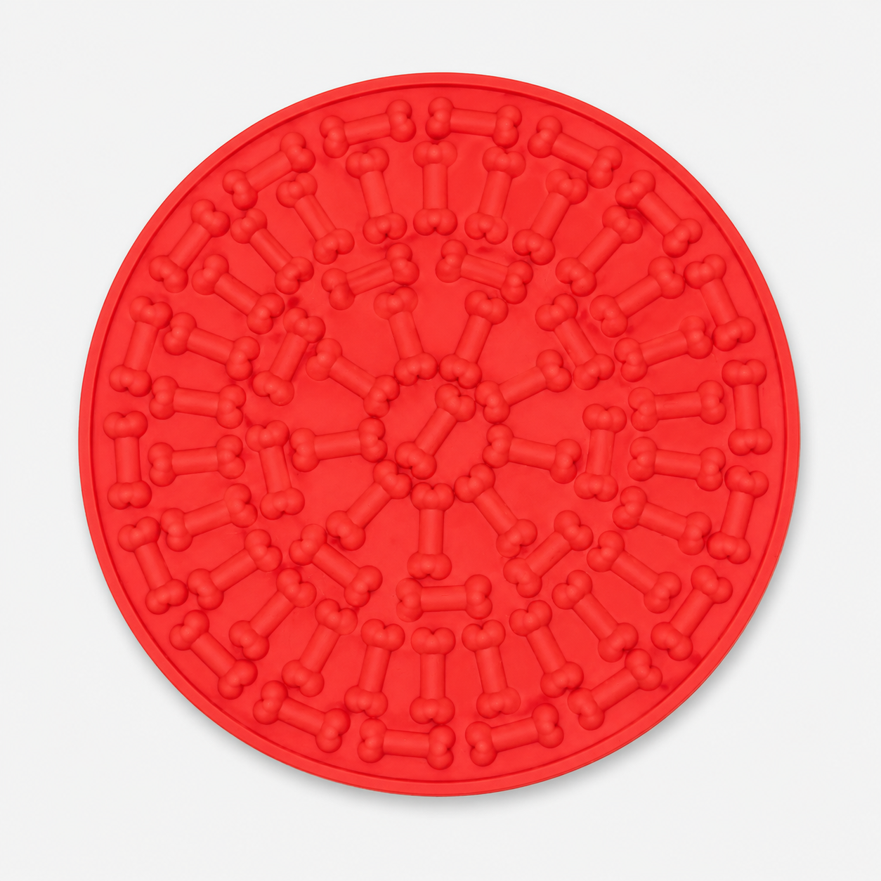 Tapete lambedor de silicone vermelho visto de cima